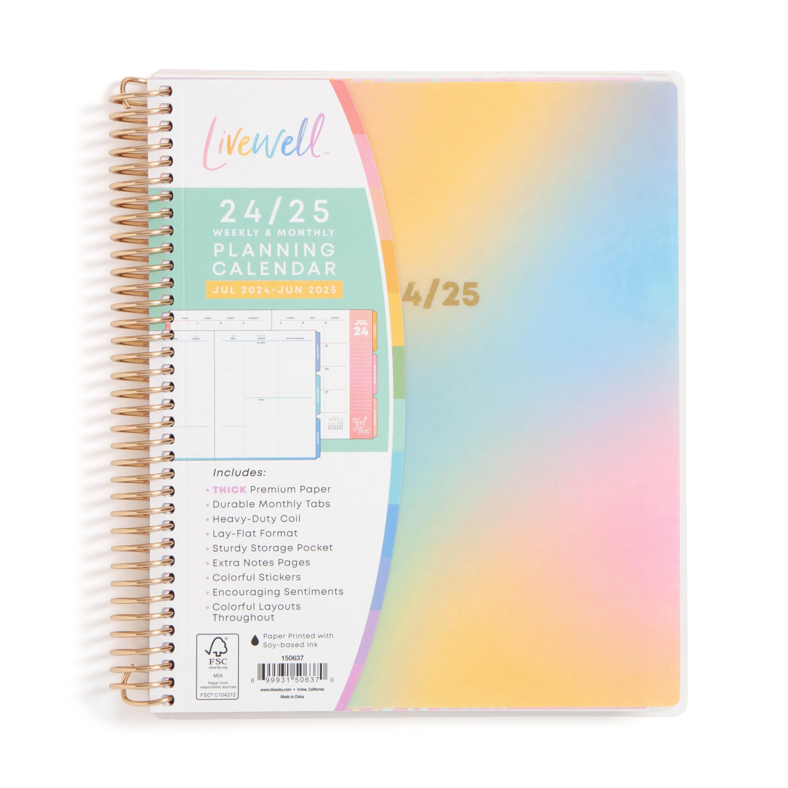 Blue Sky Livewell 2024-2025 Academic Planner - Weekly & Monthly Calendar, 7