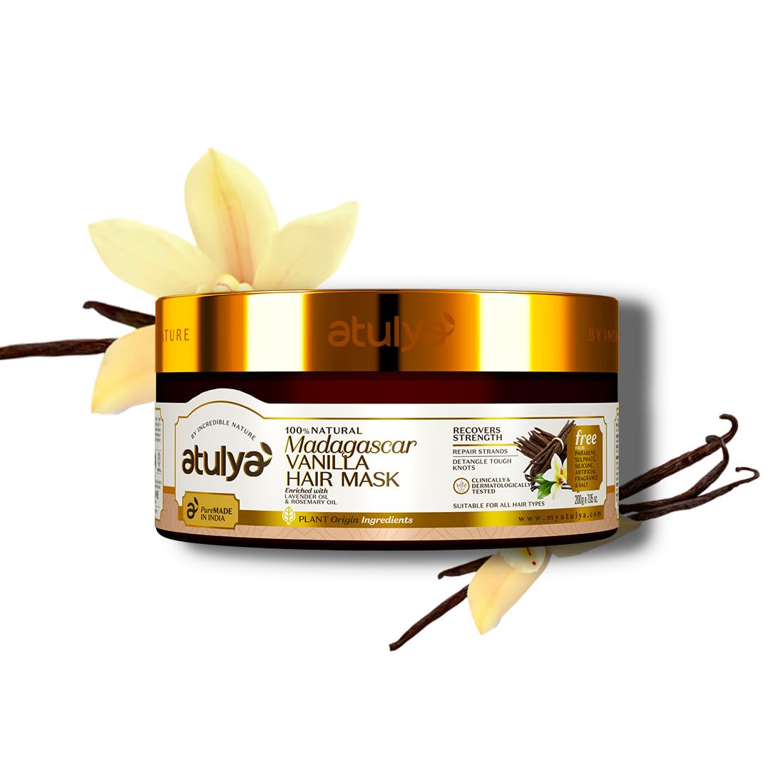 Atulya Madagascar Vanilla Hair Mask - Deep Conditioning Treatment for Dry & Damaged Hair - Nourishing & Repairing Hair Care - Perfect for Salon-Quality Results at Home