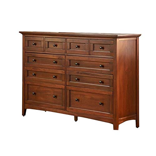 Bowery Hill 10-Drawer Cherry Brown Wooden Dresser - Spacious Bedroom Storage Solution for Master Bedroom & Guest Room Organization