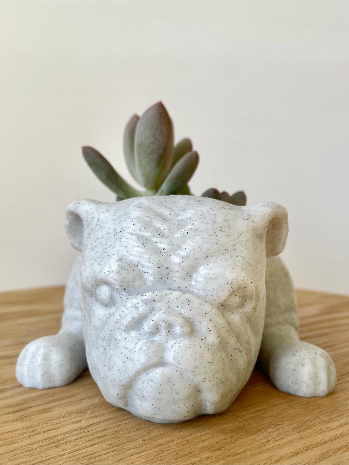 English Bulldog Planter - Cute Succulent & Plant Pot for Dog Lovers | Unique Home Decor Gift for Bar, Table, Office | Perfect for Dog-Themed Parties & Garden Decor (Marble)