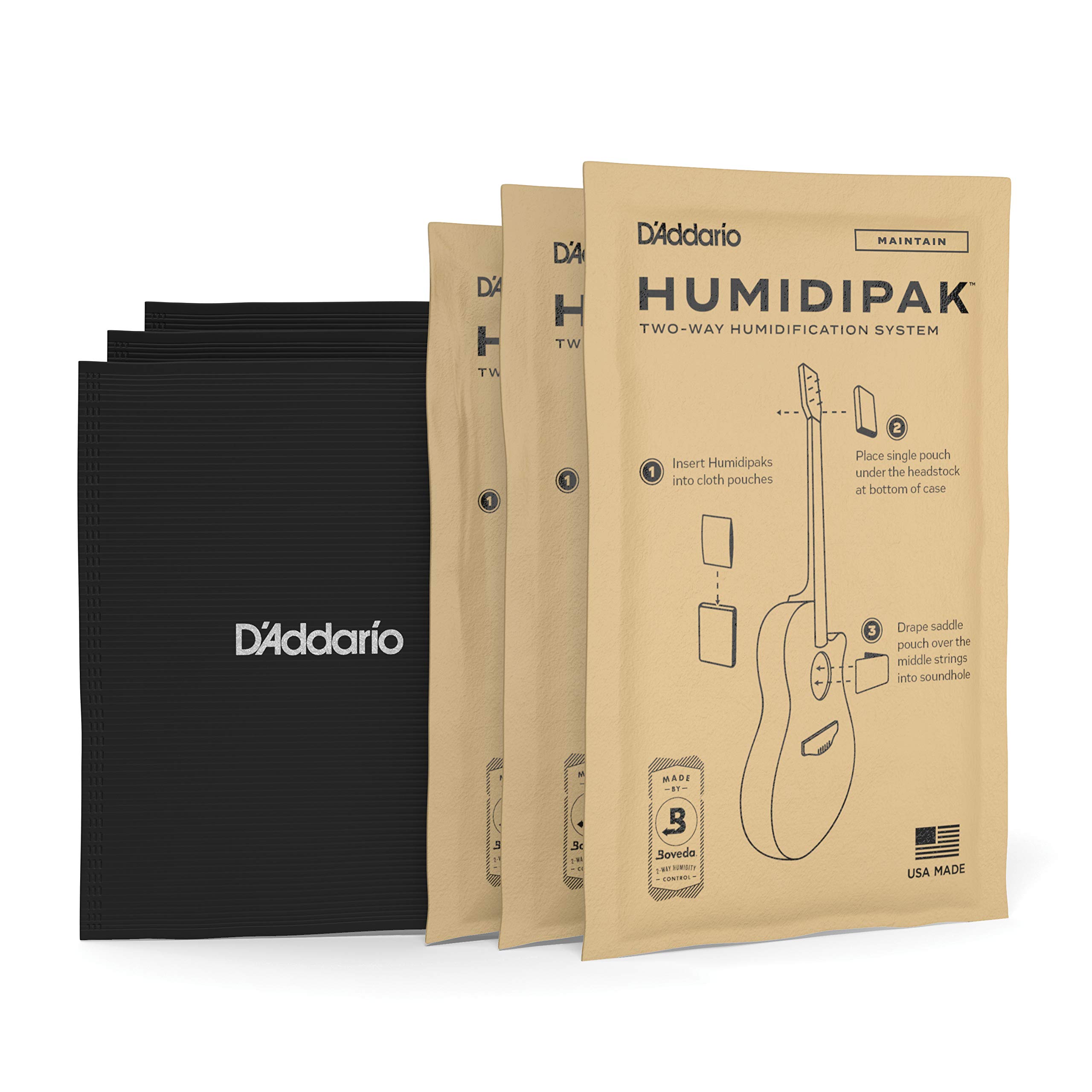 D'Addario Guitar Humidifier System - Automatic 2-Way Humidity Control with Humidipak | Maintenance-Free Guitar Care Kit for Acoustic & Electric Guitars | Perfect for Home, Studio & Travel Use