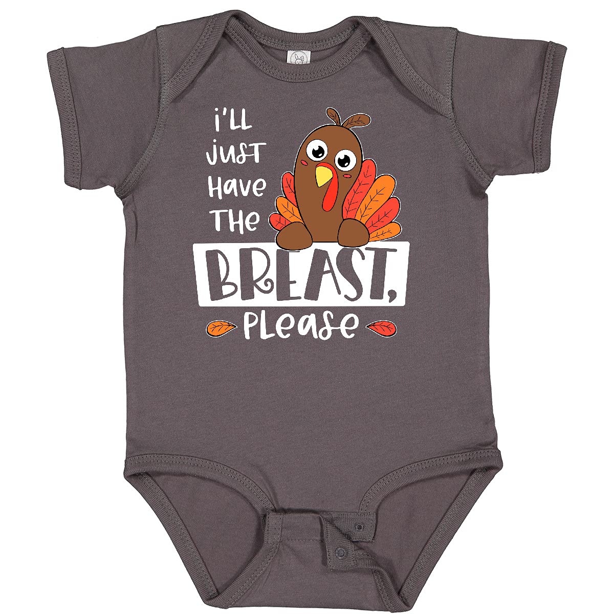 Inktastic 'I'll Just Have the Breast, Please' Cute Turkey Baby Bodysuit - Adorable Thanksgiving Outfit for Infants & Toddlers