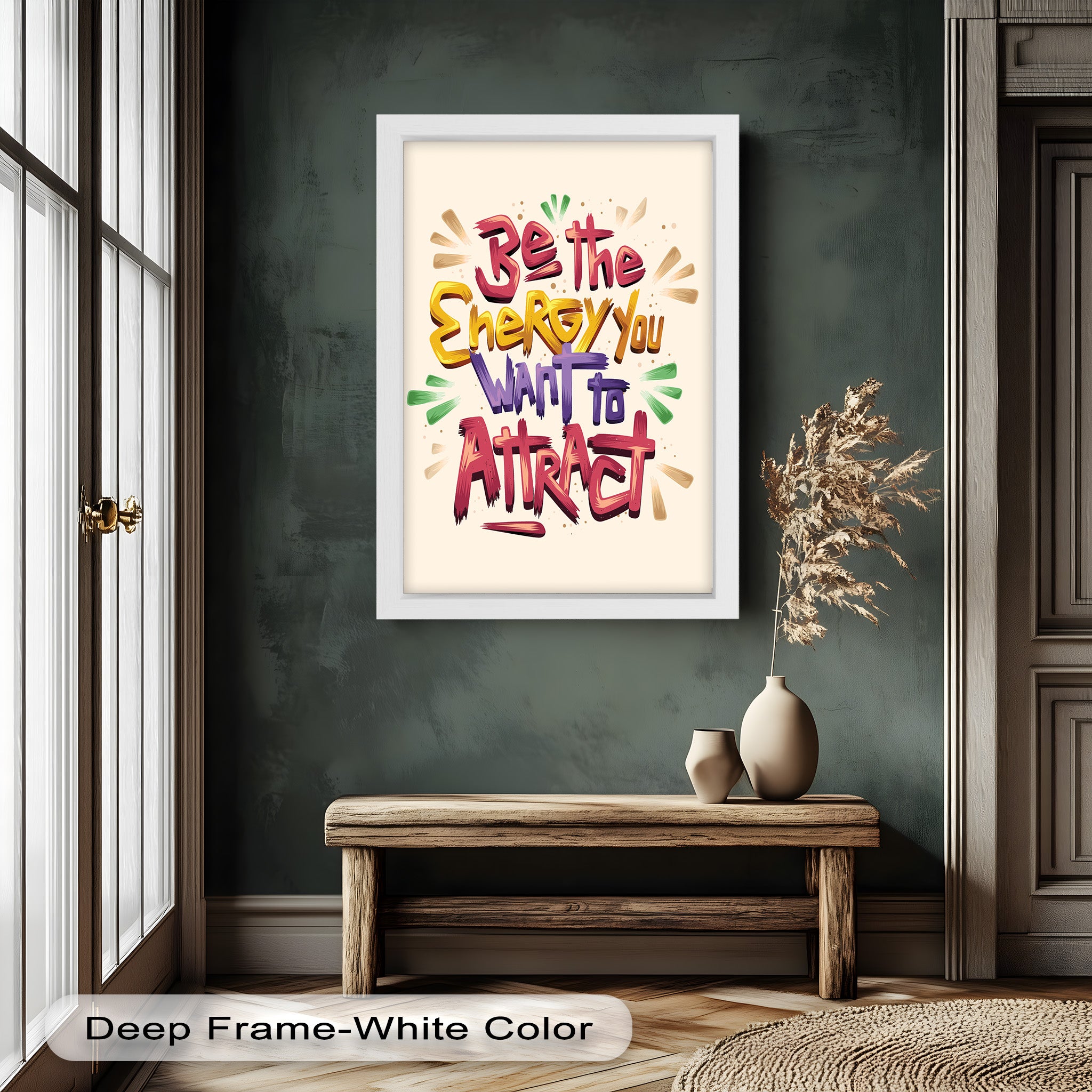Inspirational Oil Painting - Be the Energy You Want to Attract - Motivational Wall Art for Home, Office & Meditation Space