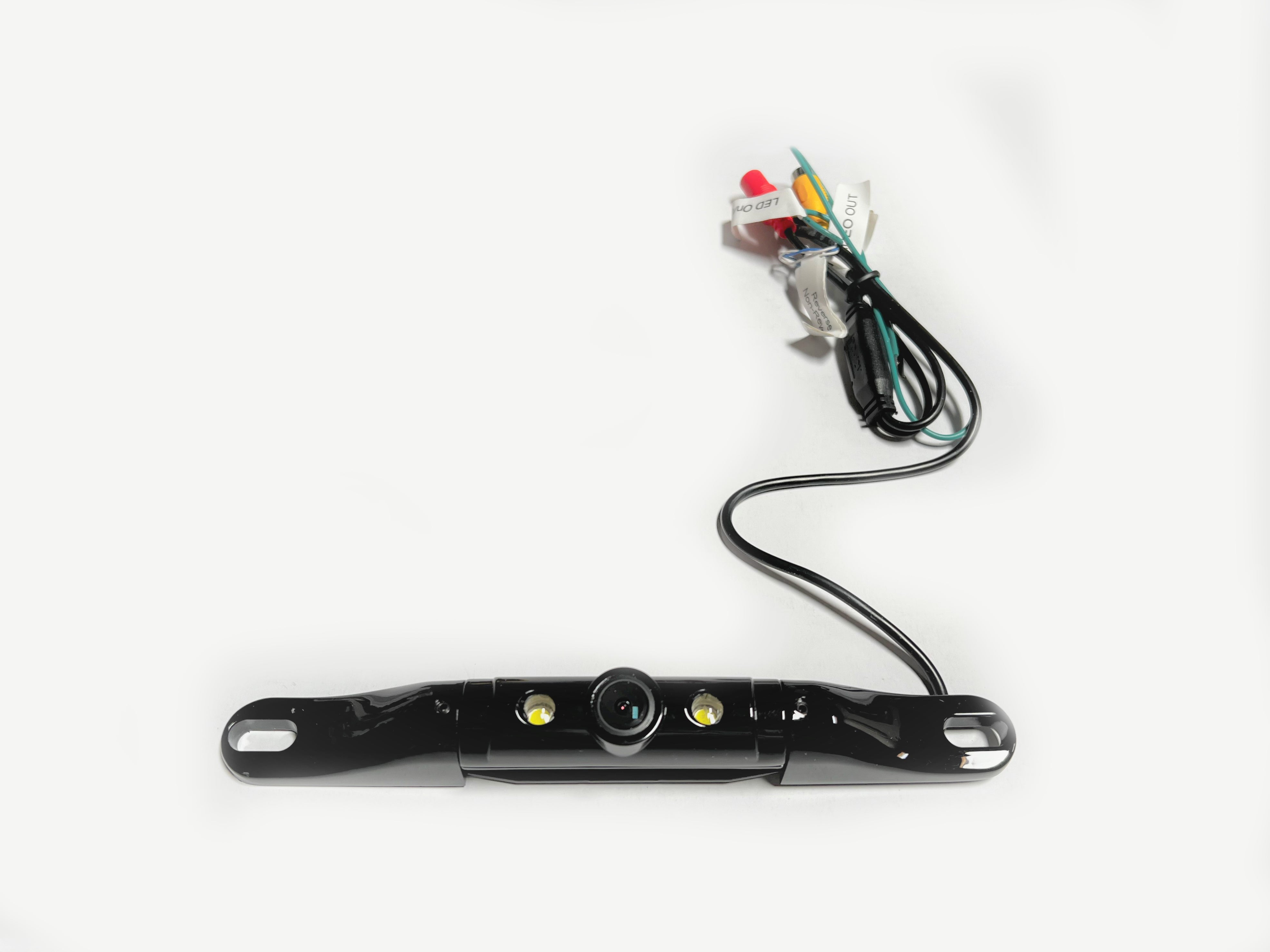 BOYO VTL422TJS Short Bar Type License Plate Backup Camera with LED Lights & Parking Trajectory Lines - Black | Rear View Safety for Trucks, SUVs & Trailers