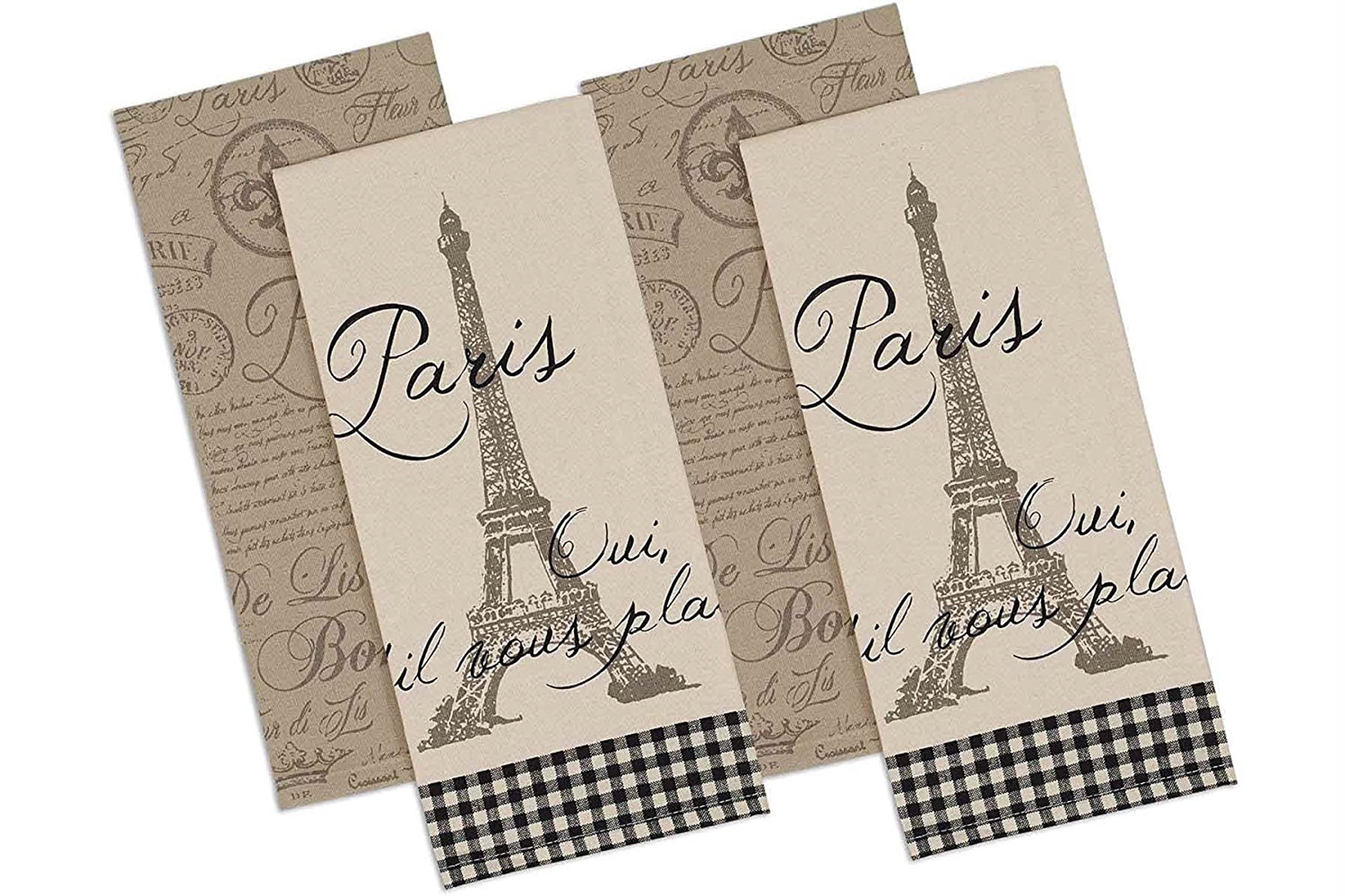 DII Cotton French Jacquard Dish Towels Set of 3 - Decorative Tea Towels for Kitchen, Cooking & Baking - French Macaroons Design - Perfect for Drying Dishes, Decor & Hostess Gifts