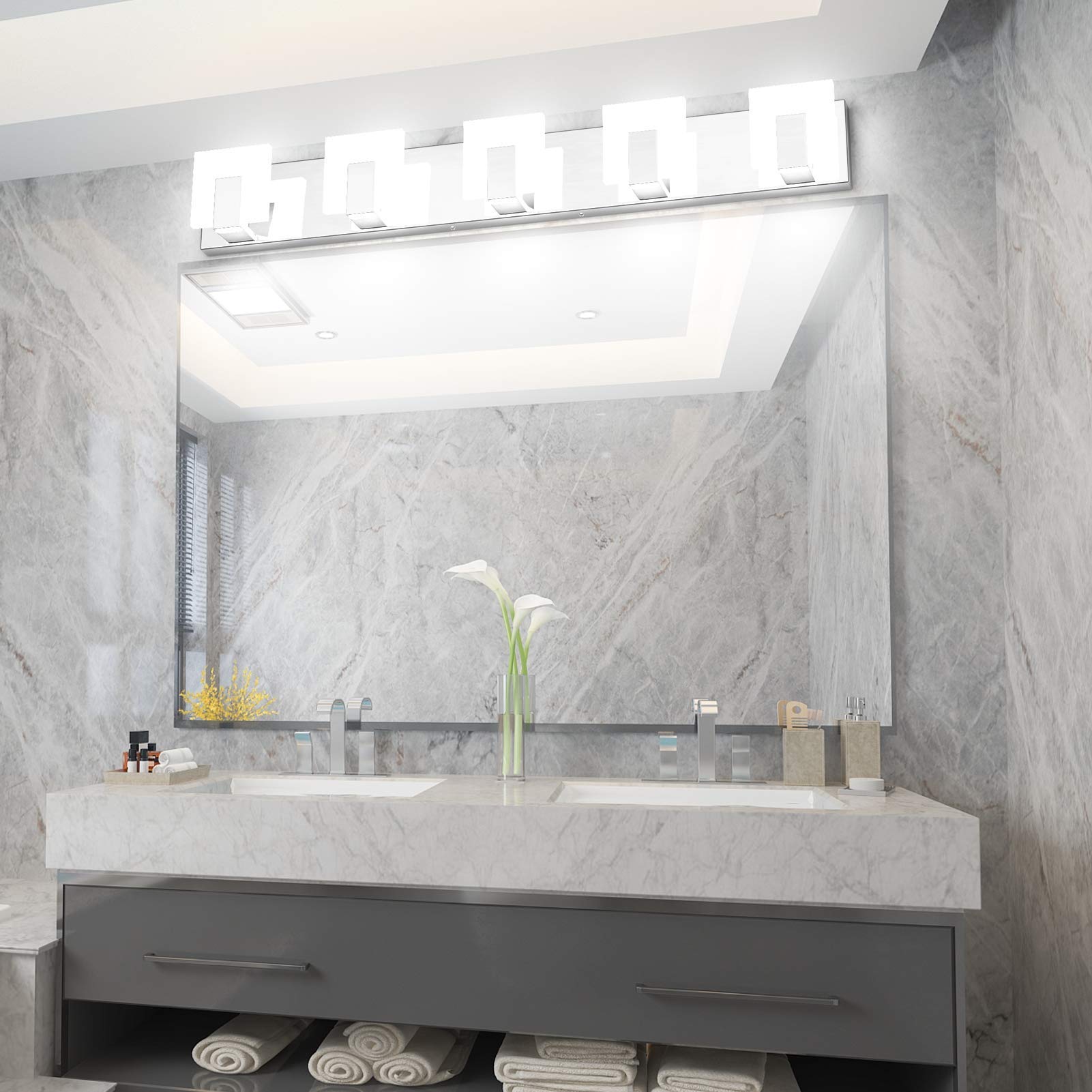 Aipsun Modern LED Vanity Light - 12W Energy Saving Bathroom Lighting Fixture with Dimmable Warm White Light for Mirror - Perfect for Bathroom, Dressing Room & Makeup Area