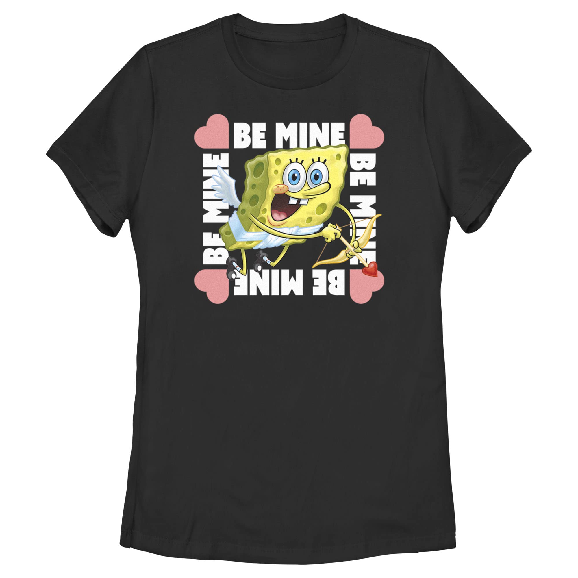 SpongeBob SquarePants Women's 'Cupid Be Mine' Graphic T-Shirt | Funny Valentine's Day Gift for Her | Casual Wear & Couples Outfits