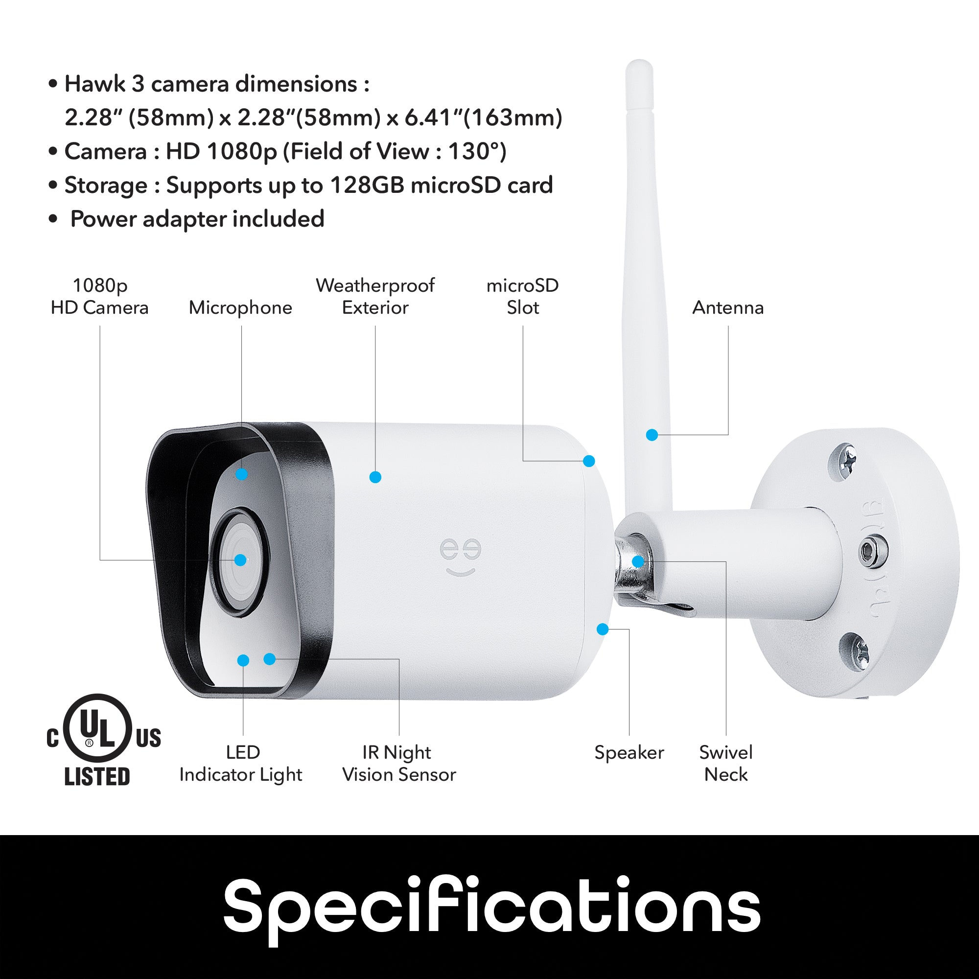 Geeni Hawk 3 1080p Outdoor Security Camera (2 Pack) - Weatherproof Wireless IP Camera with Night Vision & Motion Detection for Home Surveillance, Garage & Backyard Monitoring