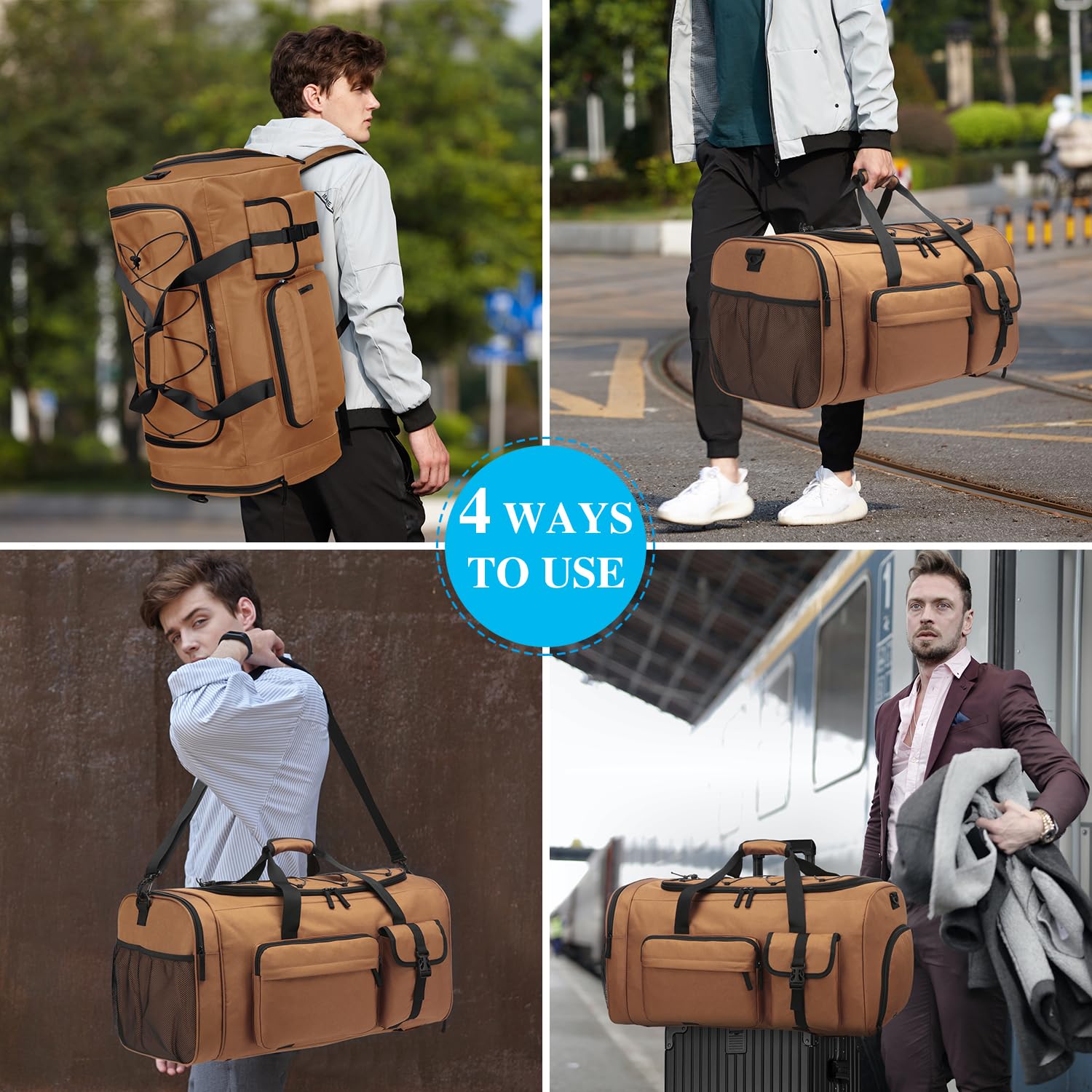 Lyweem 70L Large Duffle Backpack - Heavy Duty Travel & Gym Bag with Shoe Compartment for Men & Women | Water-Resistant Weekender Overnight Sports Duffel | Perfect for Air Travel, Workout Gear Storage & Weekend Getaways