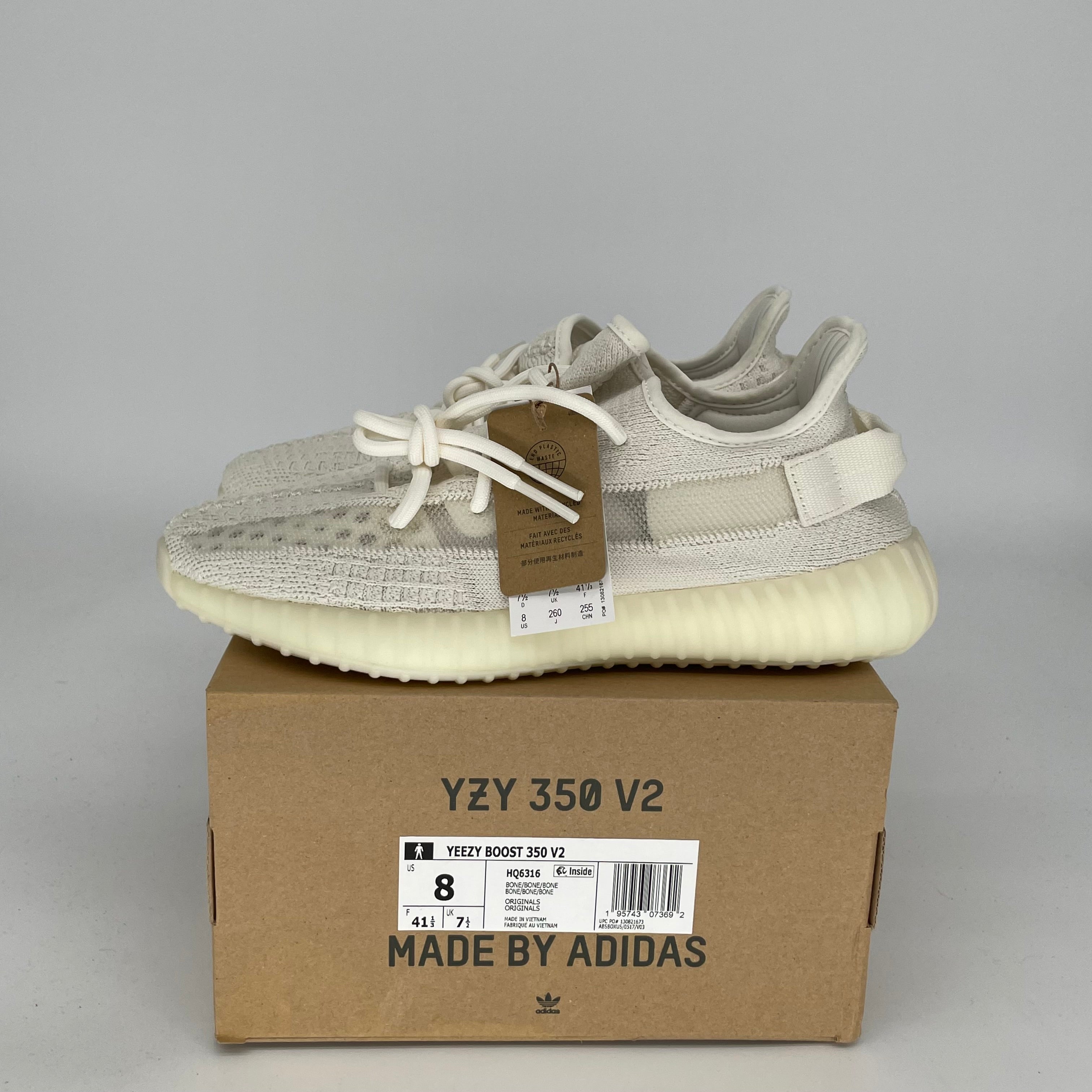 Adidas Yeezy Boost 350 V2 'Bone' - Men's Size 8 Sneakers (HQ6316) | Comfortable Running Shoes for Casual Wear & Street Style Fashion