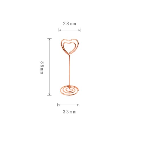 10 Pack Heart Shaped Table Number Holders - Rose Gold Photo & Menu Card Stands for Weddings, Parties, Events - Perfect for Place Cards, Food Labels, and Decorative Displays