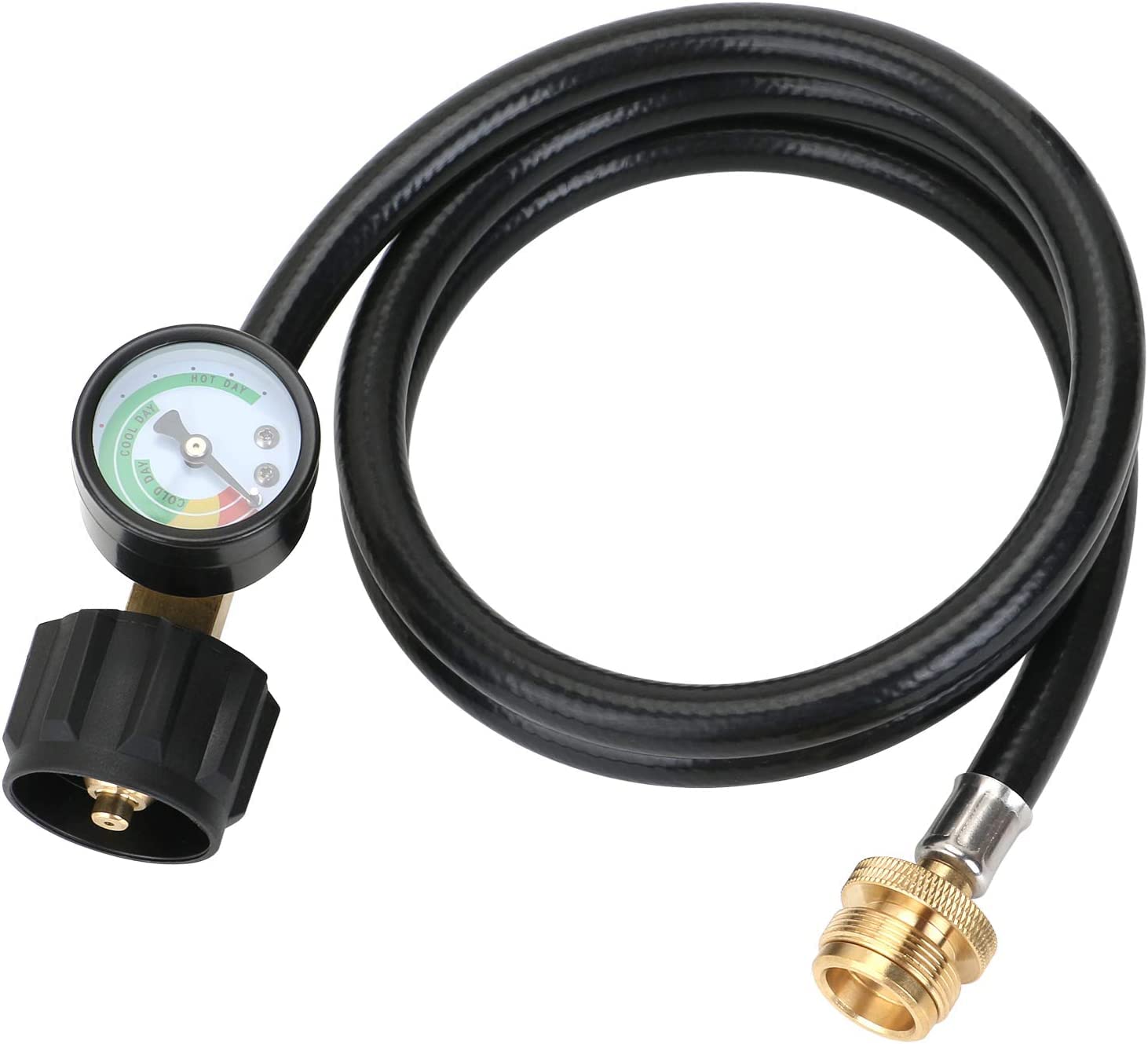 ATKKE 4FT Propane Hose Adapter 1lb to 20lb with Pressure Gauge - Universal Propane Tank Converter for Weber Q Grills, Blackstone Griddles, Mr. Heater, Coleman Stoves - Perfect for Outdoor Cooking, Camping & Backyard BBQs