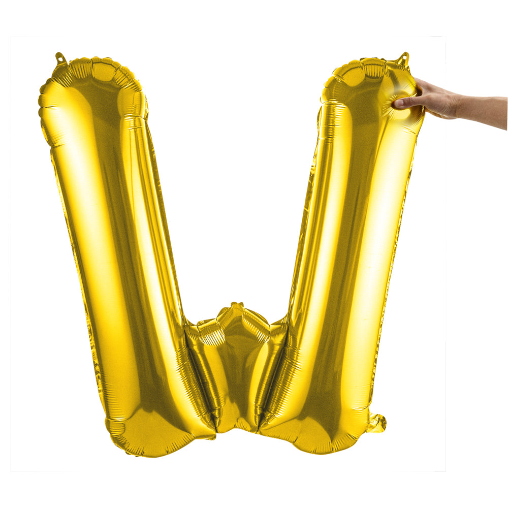 Gold Mylar Letter W Balloon - 40 Inch Large Foil Alphabet Balloon for Birthday Party Decorations, Wedding, Baby Shower & Anniversary Celebrations - 1 Count Box