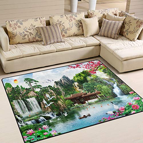 China Pastoral Waterfall Forest Scenic Area Rug - 80