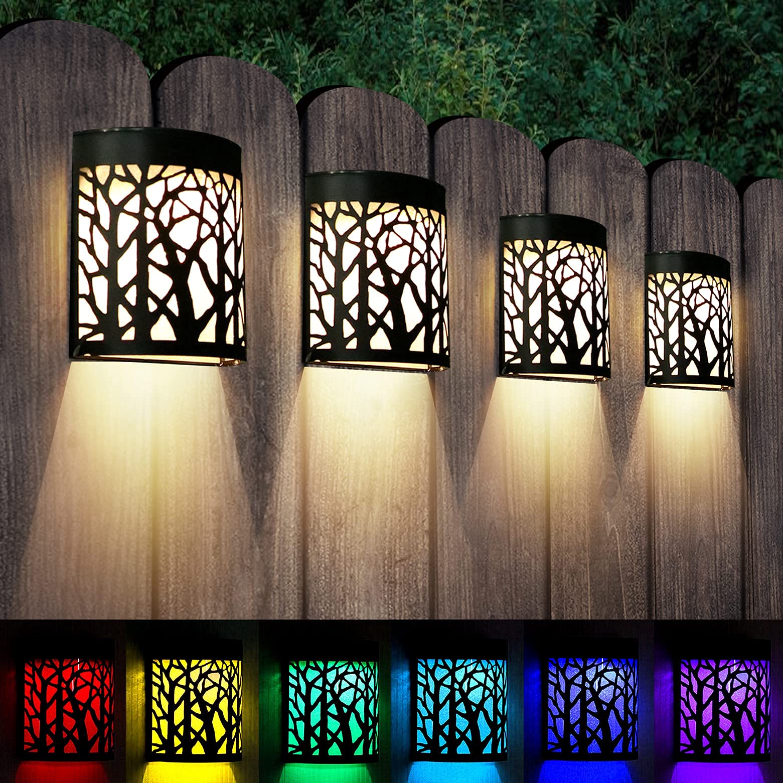 16 Pack Solar Deck Lights + 4 Pack Solar Wall Lights - Outdoor Waterproof LED Pathway Lighting for Garden, Patio, Yard & Stairs (Warm White)