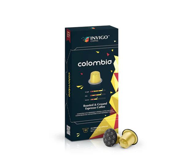 Invigo Premium Colombian Coffee Pods - 10 Count | Single-Serve Espresso Capsules for Keurig & Nespresso Machines | Perfect for Home, Office & Gifting