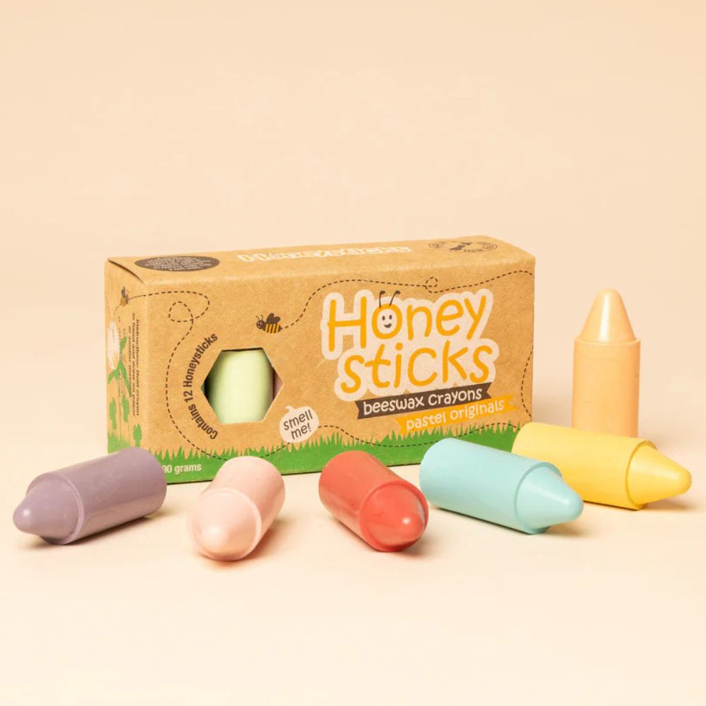 Honeysticks Original Pastel Crayons - Non-Toxic, Eco-Friendly Beeswax Crayons for Kids - Perfect for Art Projects, Classroom Activities & Toddler Drawing