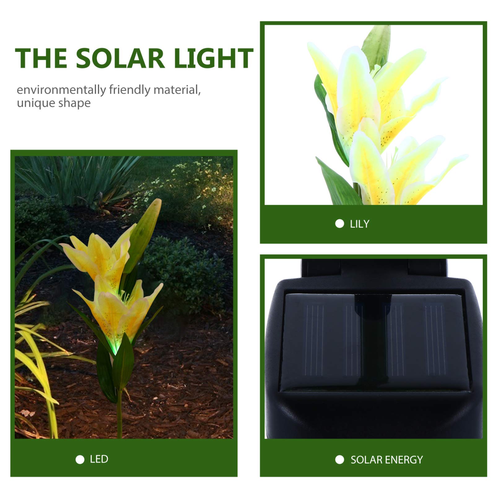 Uonlytech Solar Lily Garden Lights - 1 Pack Solar Stake Lamp, LED Solar Flower Light for Outdoor Decoration - Perfect for Garden, Pathway, Patio, and Yard Lighting
