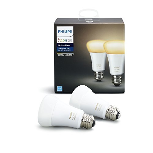 Philips Hue White Ambiance Smart LED Bulbs 2-Pack - A19 60W Equivalent Dimmable Light Bulbs - Compatible with Alexa, Apple HomeKit & Google Assistant - Perfect for Bedroom, Living Room & Smart Home Lighting (California Residents)