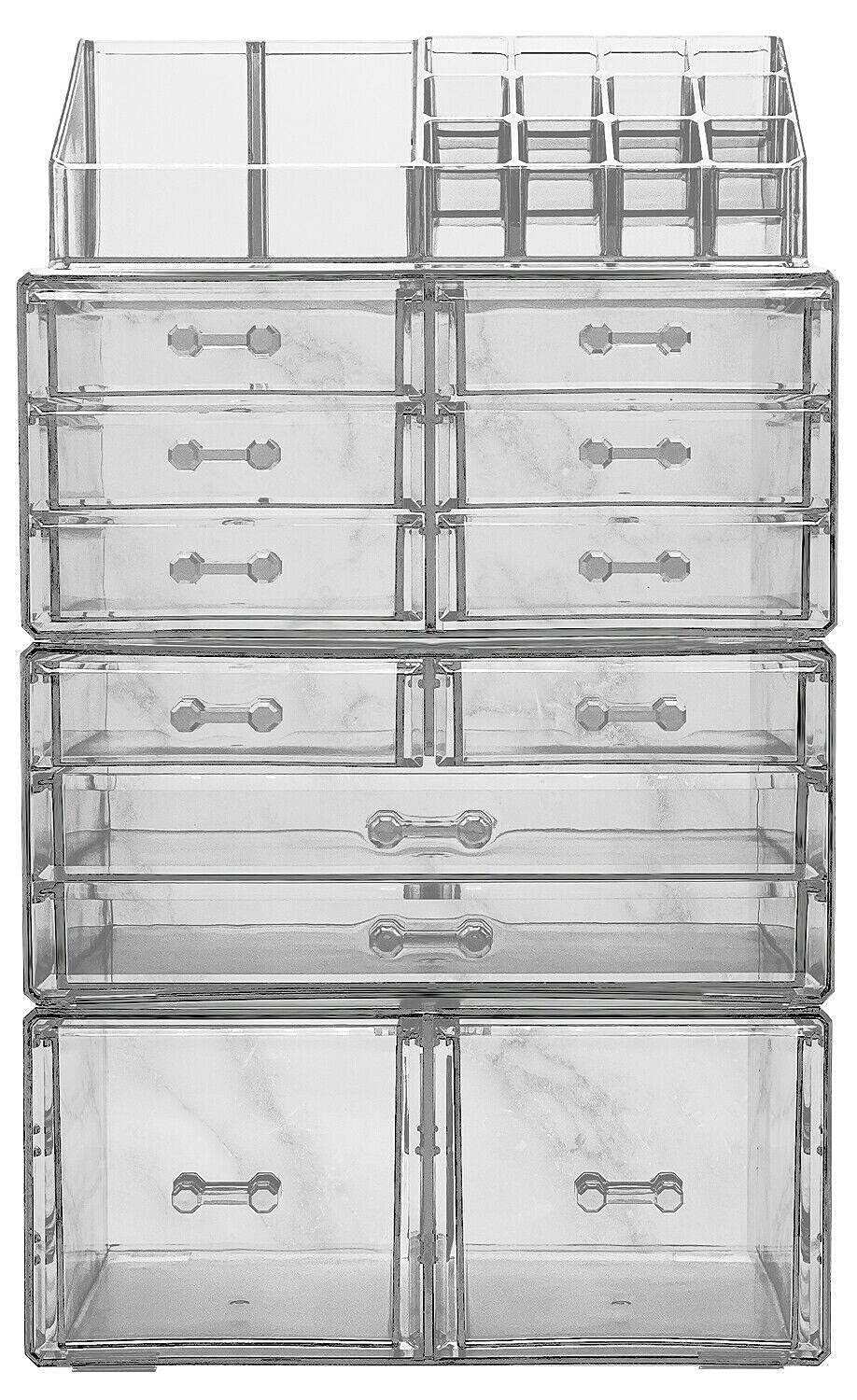 Extra Large Makeup Organizer with 12 Drawers & 16 Compartments - Cosmetic Storage Box for Bathroom, Vanity & Travel | Perfect for Makeup Brushes, Lipsticks, Skincare & Jewelry Organization