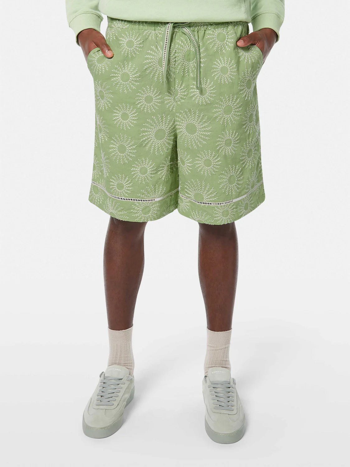 SCOTCH AND SODA Men's Embroidered Cotton Bermuda Shorts - Casual Summer Shorts for Beach, Vacation & Outdoor Activities