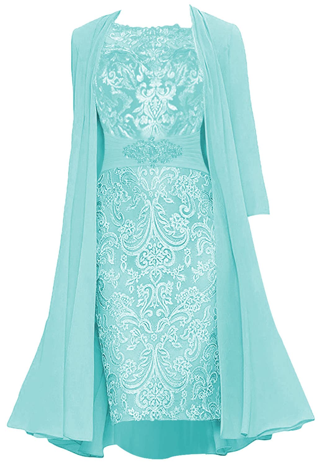 Elegant Mother of The Bride Dresses with Lace Jacket - Formal Tea-Length Evening Gowns for Wedding Guests & Special Occasions | Perfect for Church Ceremonies, Receptions & Anniversary Celebrations