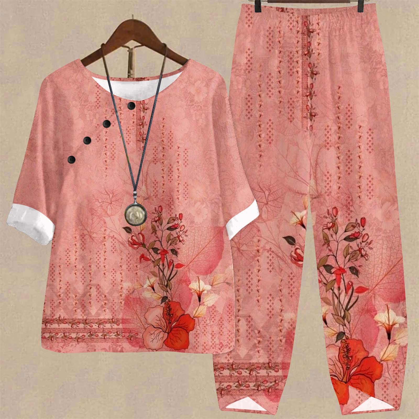 Women's 2-Piece Summer Shorts Set - Casual Short Sleeve Lounge Outfit for Vacation, Beach & Everyday Wear | Matching Top & Bottom Comfy Outfits for Women