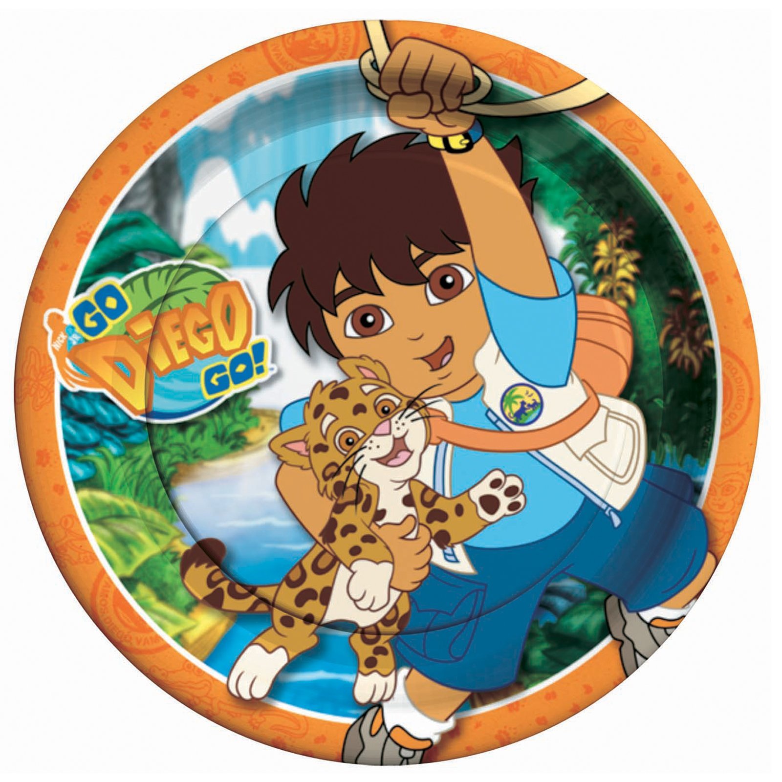Go Diego Go Kids Dinner Plates - 6 Pack Dinosaur Themed Melamine Plates for Birthday Parties, Toddler Meals & Family Gatherings