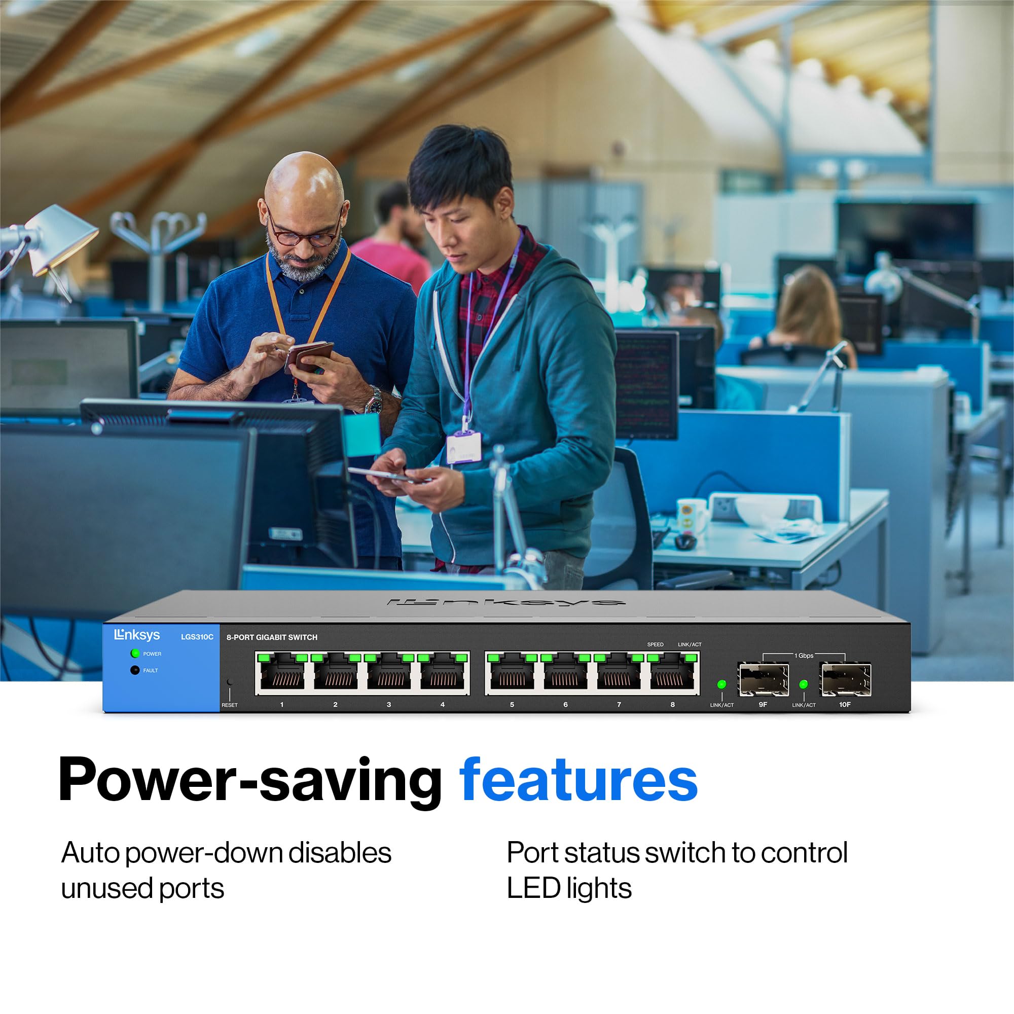Linksys LGS310C 8-Port Gigabit Managed Network Switch with 2 SFP Uplink Ports - Advanced Security, QoS, VLAN, Static Routing | Metal Housing, Desktop/Wall Mount | Ideal for Small Business Networks, Office & Home Server Setups