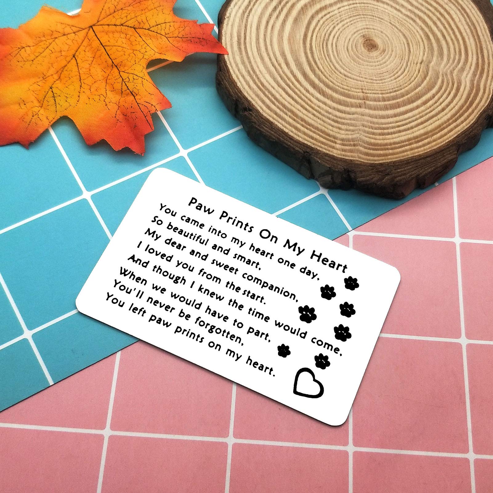 Personalized Pet Memorial Gift - Engraved Sympathy Wallet Card with 'You Left Paw Prints on My Heart' - Thoughtful Pet Loss Gift for Dog Cat Owners - Perfect for Funerals, Memorials & Comforting Grieving Pet Lovers