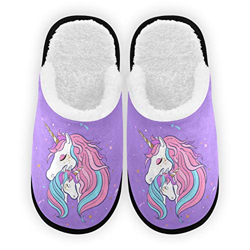 **Purple Unicorn Slippers for Women - Cozy Winter Warm House Shoes for Indoor & Outdoor Use - Soft Plush Bedroom Slippers - Perfect for Relaxing at Home, Lounging, or Quick Errands**