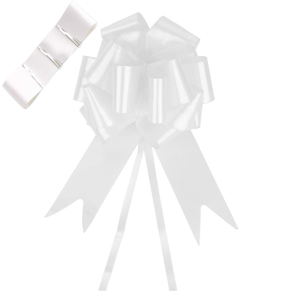 7m White Wedding Car Ribbon Decoration Kit with Large Bow - Perfect for Bridal Cars, Anniversary Decorations & Special Event Styling