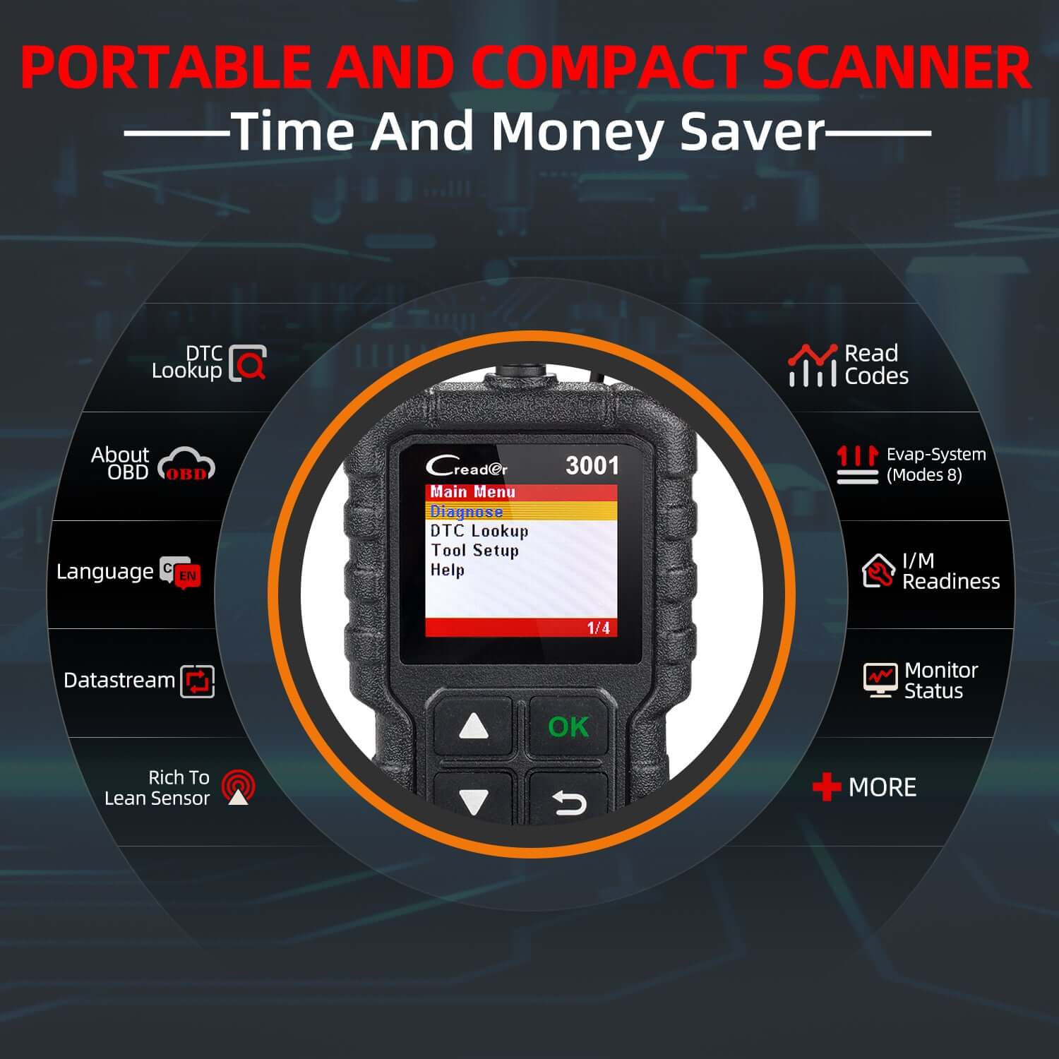 LAUNCH Creader 3001 OBD2 Scanner - Professional Engine Fault Code Reader for Car Diagnostics - Check Engine Light, Read & Clear Codes - Perfect for Mechanics & DIY Car Repair at Home or Garage