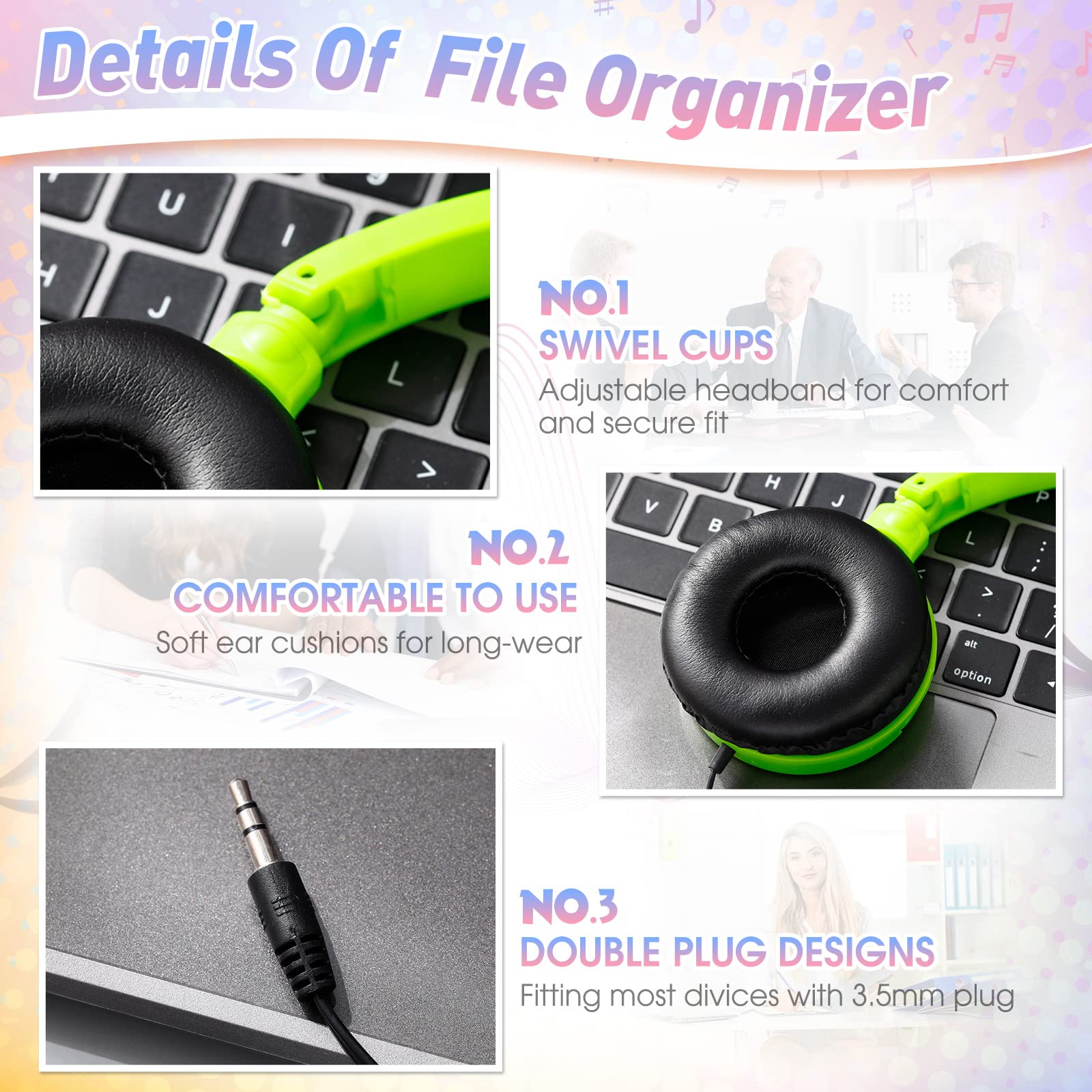 24 Pack Bulk Wired Headphones for Students & Adults - Multi-Colored Classroom Headphones Set for School, Online Learning & Christmas Gifts - Perfect for Classrooms, Libraries, Computer Labs & Distance Education