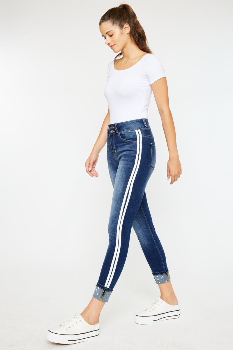 Monique Women's Mid Rise Cropped Skinny Jeans - Stretch Denim Pants for Casual Wear & Everyday Outfits