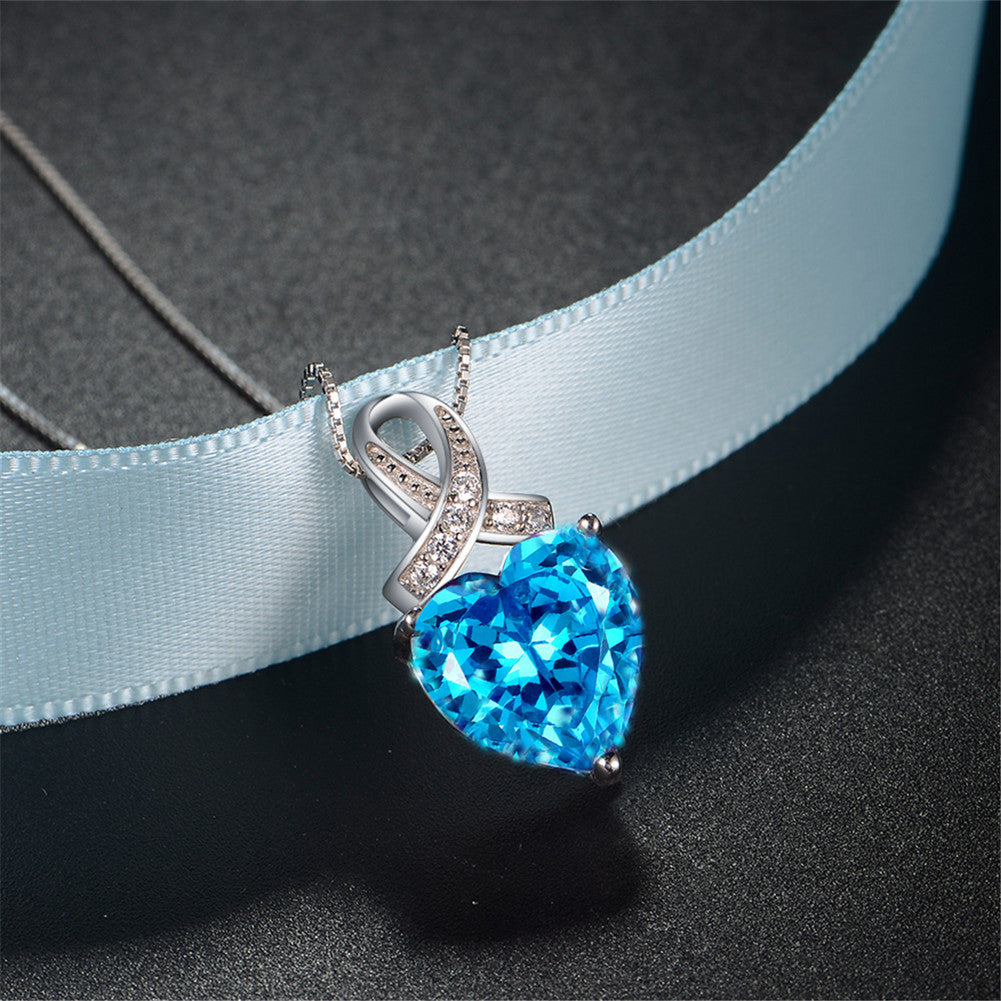 MABELLA 925 Sterling Silver Simulated Birthstone Heart Pendant Necklace for Women | Elegant Jewelry Gift for Birthday, Anniversary & Valentine's Day | Perfect for Everyday Wear & Special Occasions