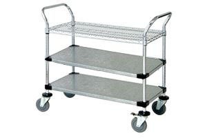 Heavy Duty 3-Tier Chrome Wire Utility Cart - 24