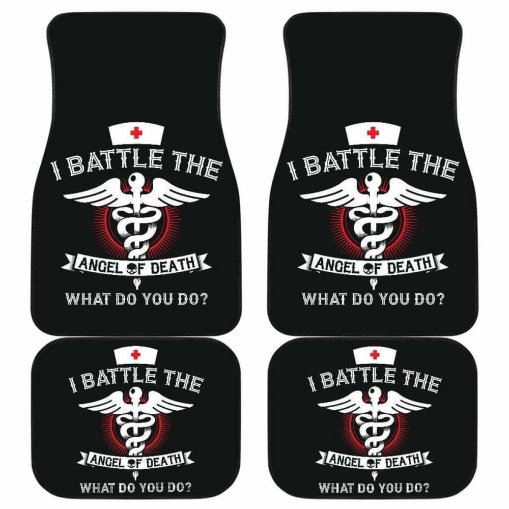 Angel of Death Nurse Car Floor Mats Set of 4 - Non-Slip Custom Fit Auto Accessories for Halloween, Cosplay, and Horror Fans - Perfect for Cars, Trucks, and SUVs