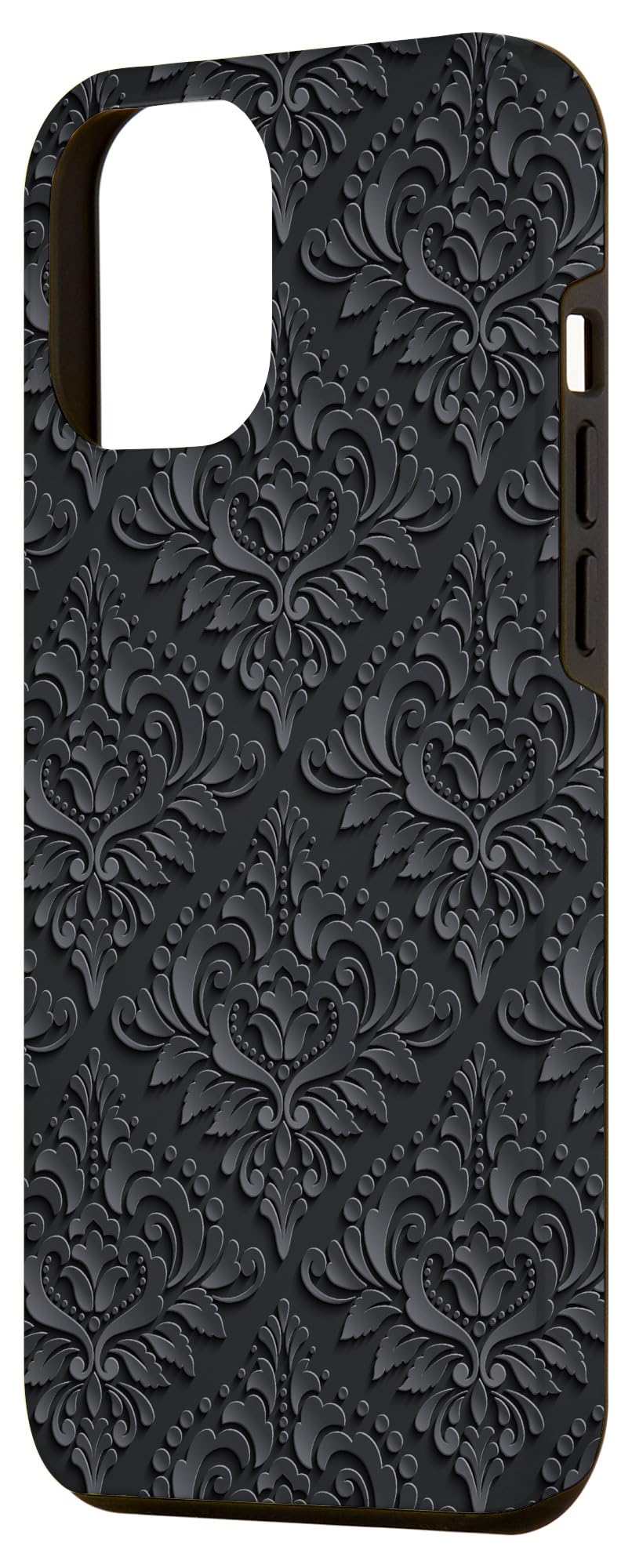 Premium iPhone 12 Pro Max Case - Dark Damask Luxury Pattern, Slim Fit Protective Cover for Work, Travel & Everyday Use