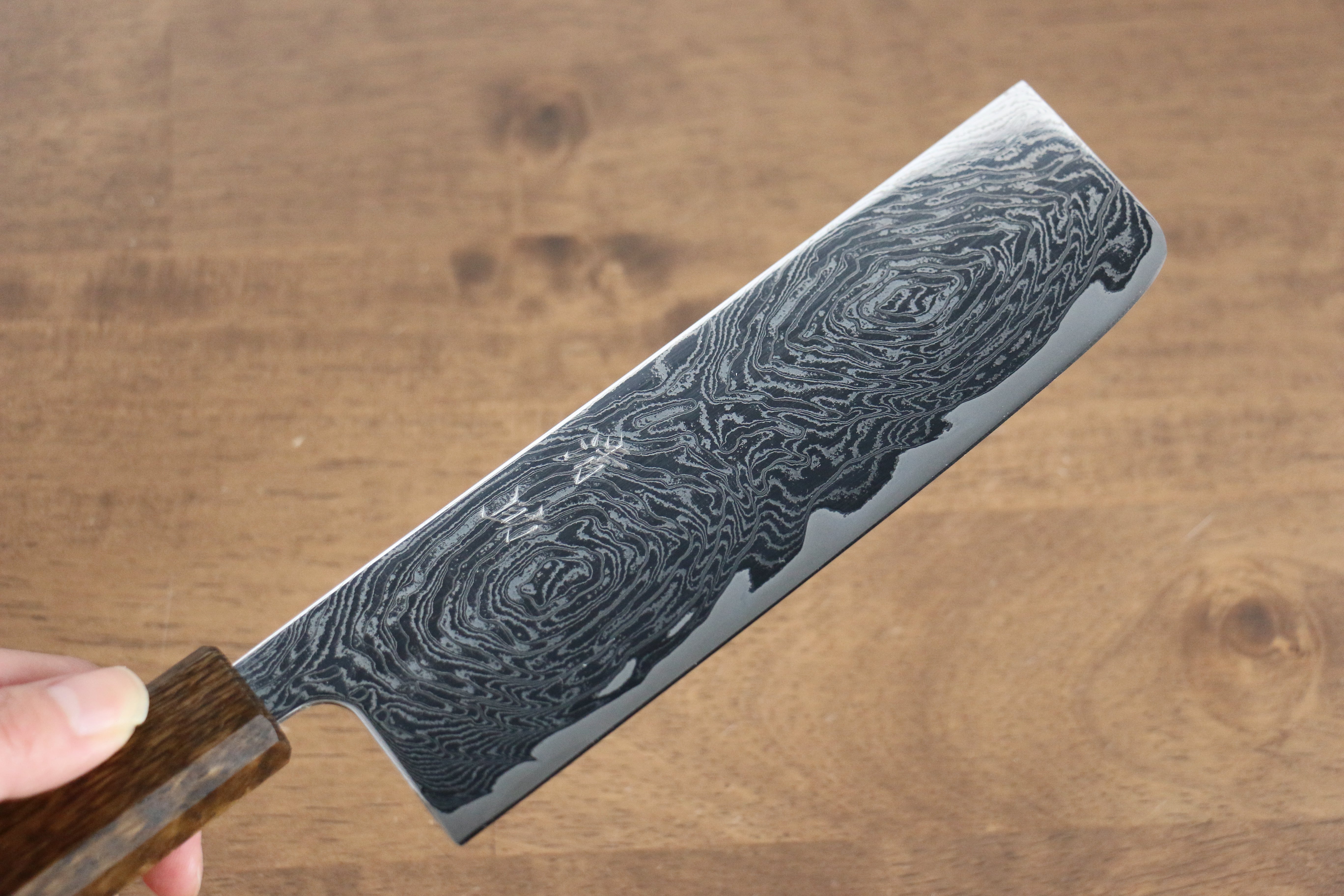 Premium Seisuke Nami AUS10 Damascus Nakiri Knife 170mm - Japanese Mirrored Finish with Oak Handle - Perfect for Sushi, Vegetables & Precision Cutting