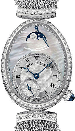 Breguet Reine De Naples Moon Phase 18K White Gold Diamond Ladies Watch - Luxury Women's Timepiece for Formal Events & Special Occasions