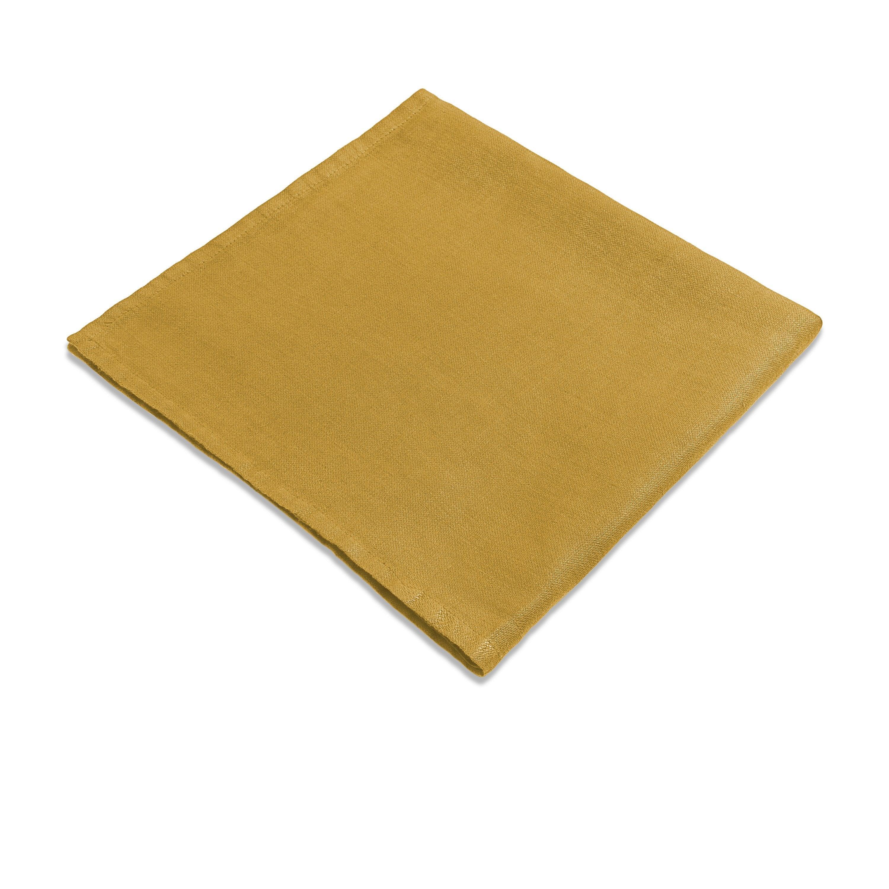 Premium Linen Sateen Napkins Set of 4 - Soft Mustard Yellow Dinner Napkins for Formal Dining, Wedding, and Holiday Table Settings