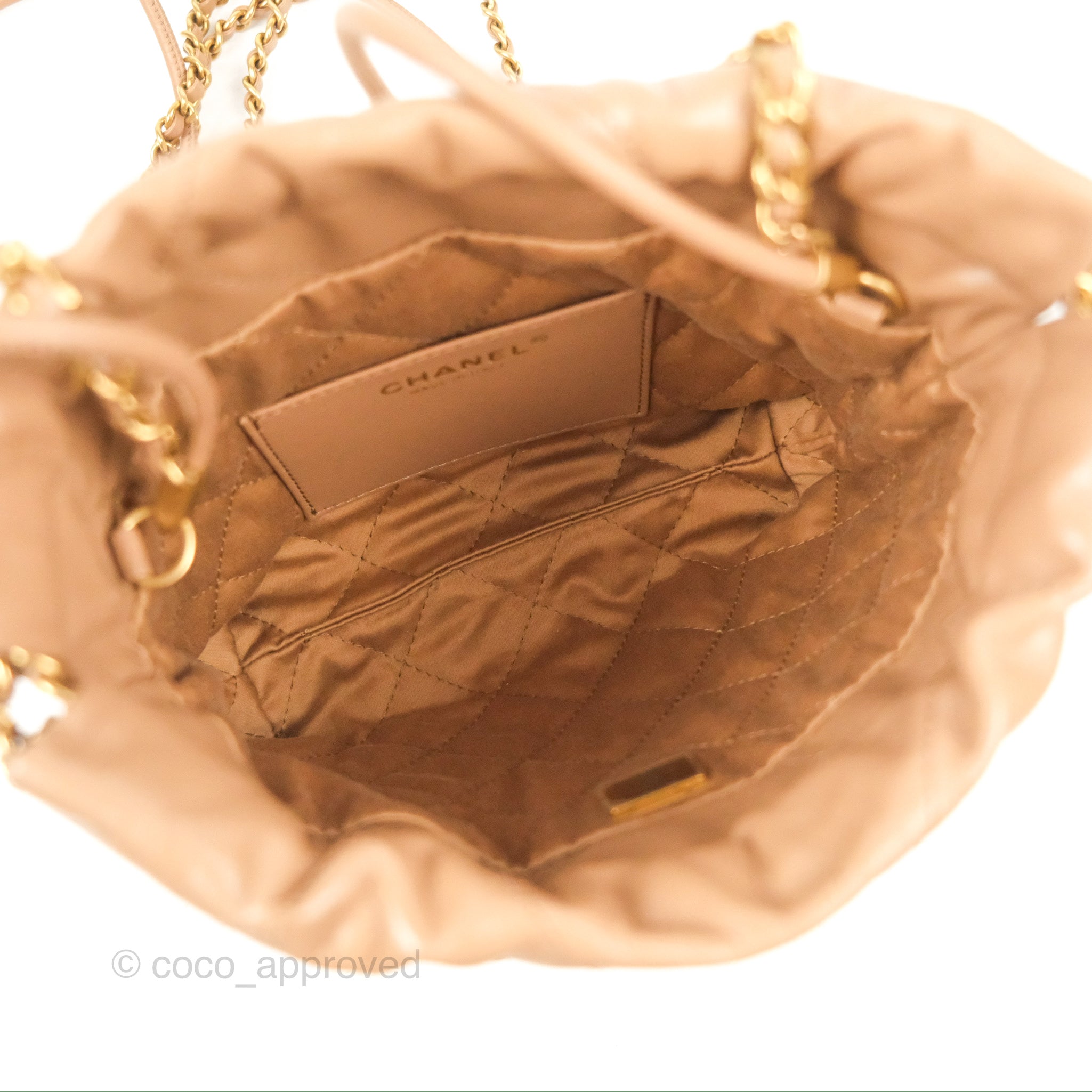 Chanel 22 Mini Bag in Beige Shiny Calfskin Leather - Luxury Crossbody Purse for Women, Perfect for Date Night & Evening Events