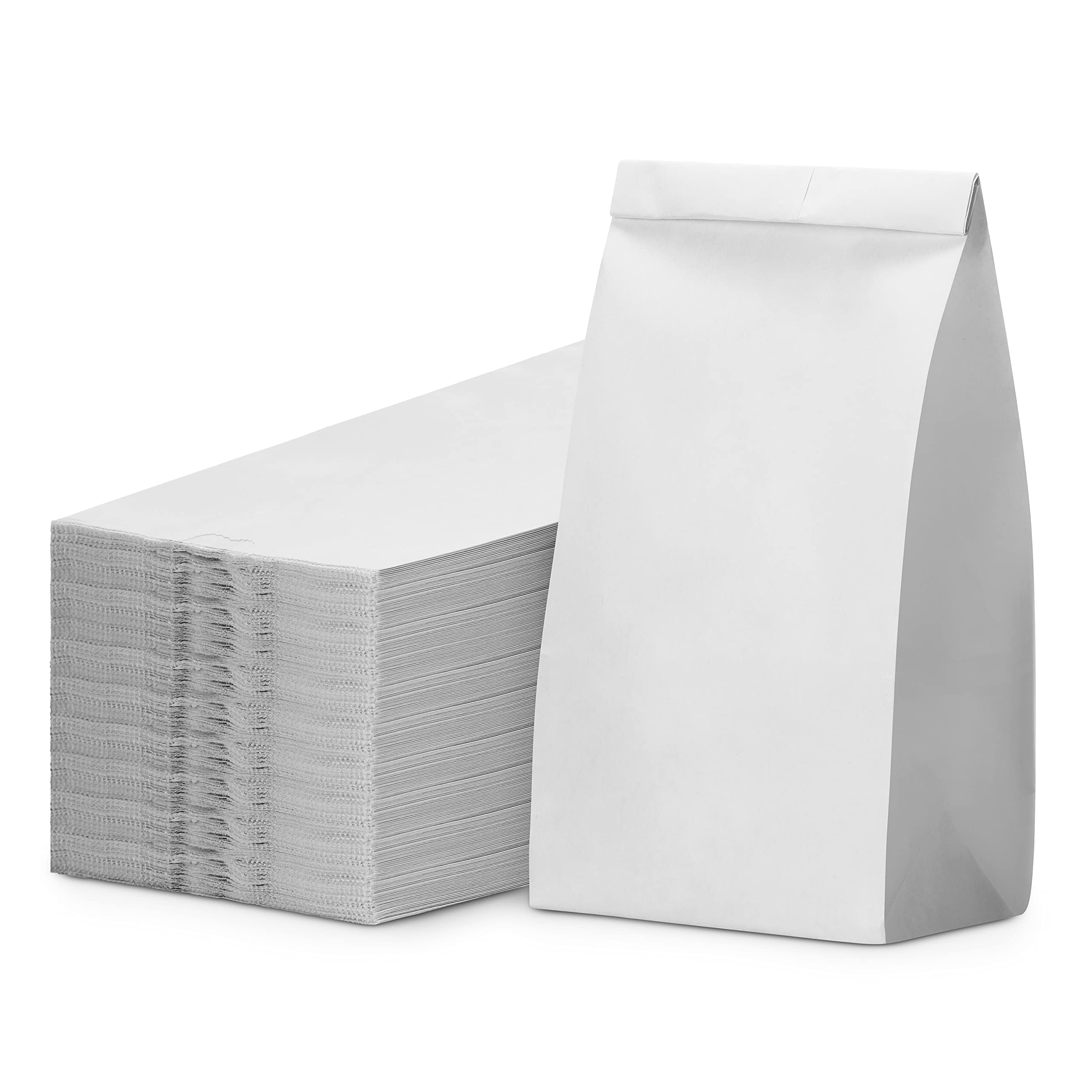 Durable 3 Lb Kraft Paper Bags Bulk Pack - 500 Count White Lunch Bags for Snacks, Sandwiches, Pastries, Popcorn & Grocery Storage - 4.75 x 2.93 x 8.56 Inches - Perfect for Parties, Picnics, Bakeries & Takeout Food Packaging