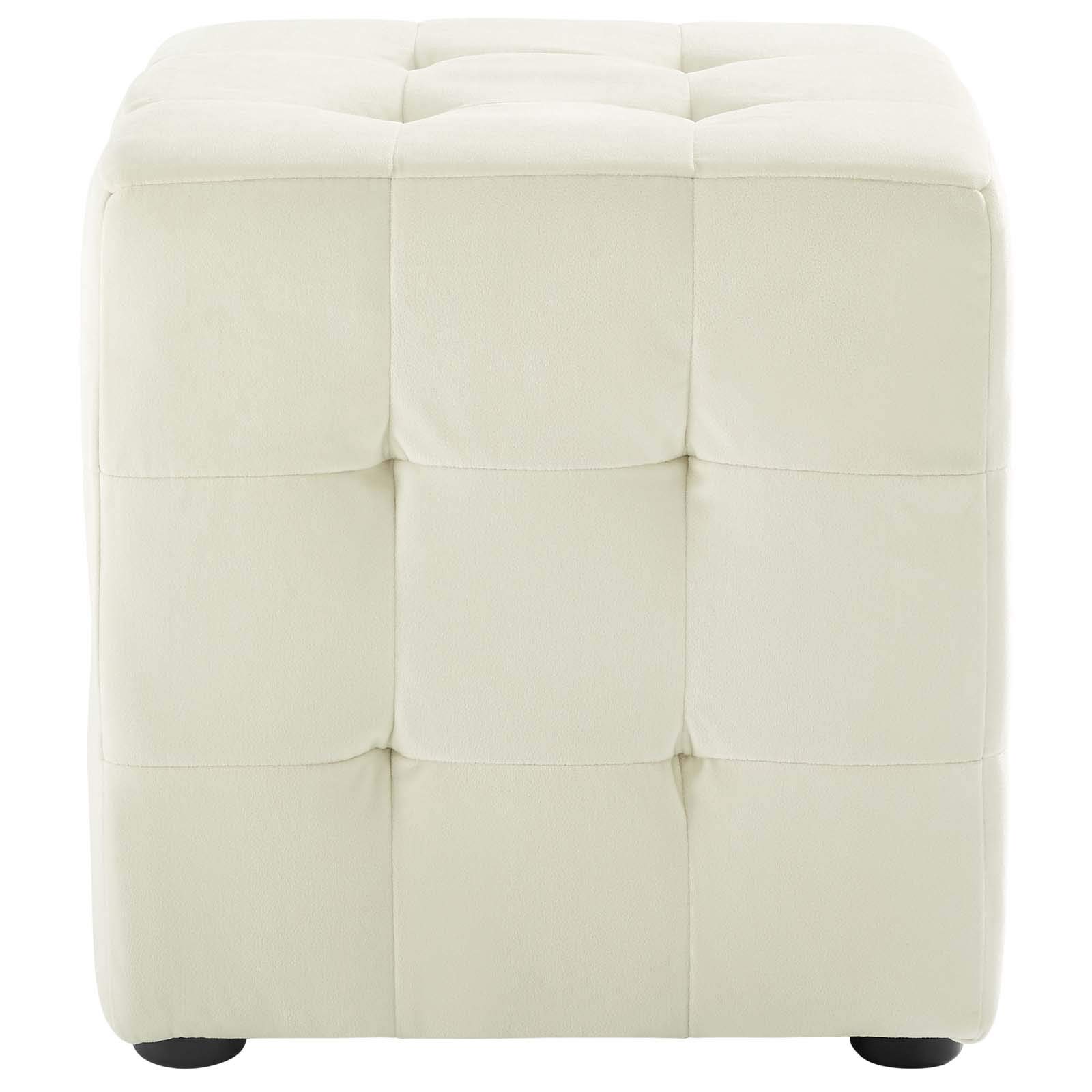 Modern Velvet Accent Chair with Ottoman - Contemporary Living Room Lounge Chair in Ivory White - Perfect for Home Decor, Reading Nook & Cozy Sitting Area