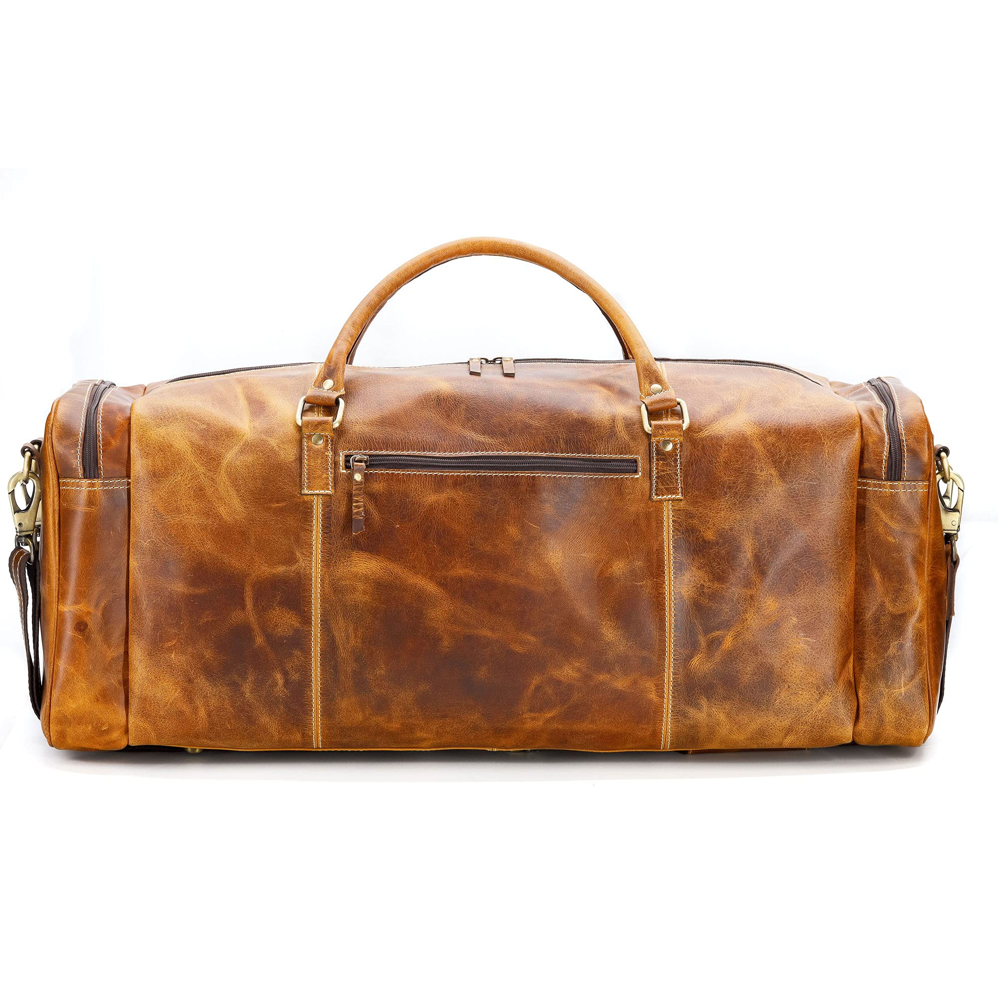 28 Inch Leather Duffel Bag for Travel, Gym & Sports - Distressed Tan Overnight Weekender Holdall - Perfect for Cabin Carry-On, Workout & Weekend Getaways