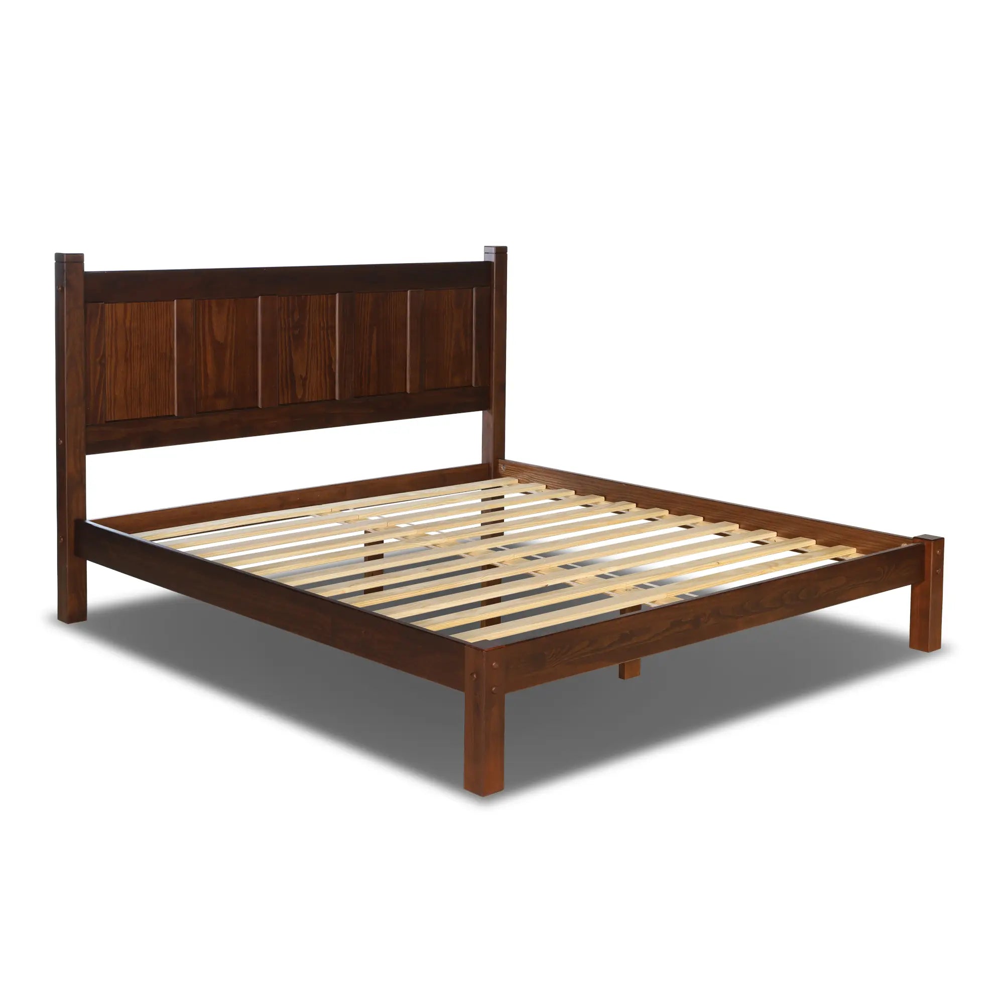 Shaker Panel Platform Bed Frame - Solid Wood Queen Size Bed with Storage, Modern Minimalist Design for Bedroom - Perfect for Small Spaces, Guest Rooms & Apartments