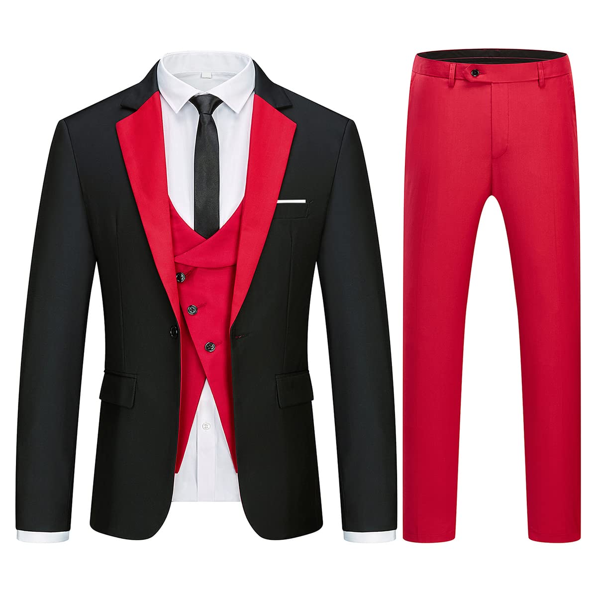 Men's 3-Piece Slim Fit Formal Tuxedo Suit Set - 1 Button Blazer, Vest & Dress Pants for Wedding, Prom, Business & Dinner Events | Premium Wedding Suit, Business Attire & Special Occasion Outfit