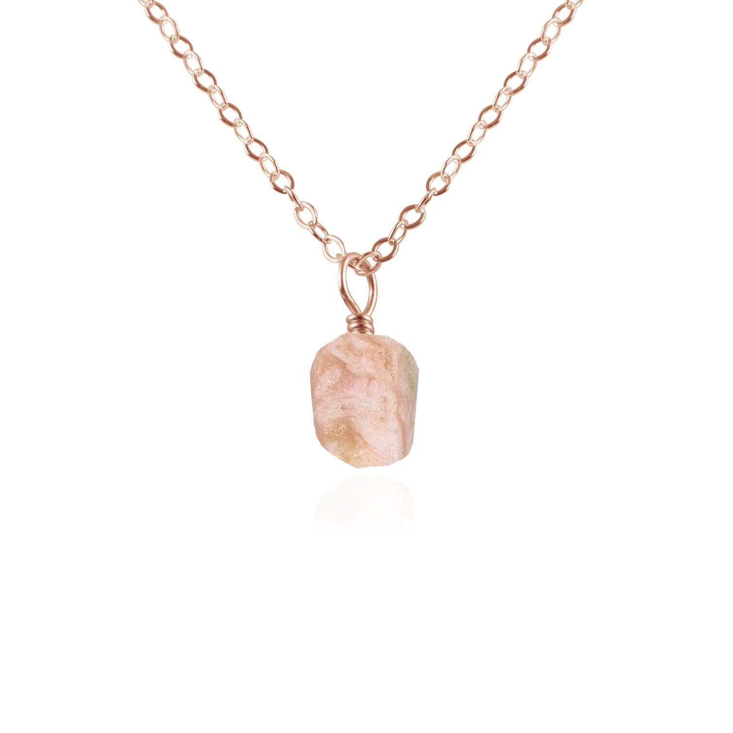 Tiny Raw Pink Peruvian Opal Pendant Necklace - Handmade Natural Gemstone Jewelry for Women - Perfect for Boho Style, Spiritual Healing & Everyday Wear