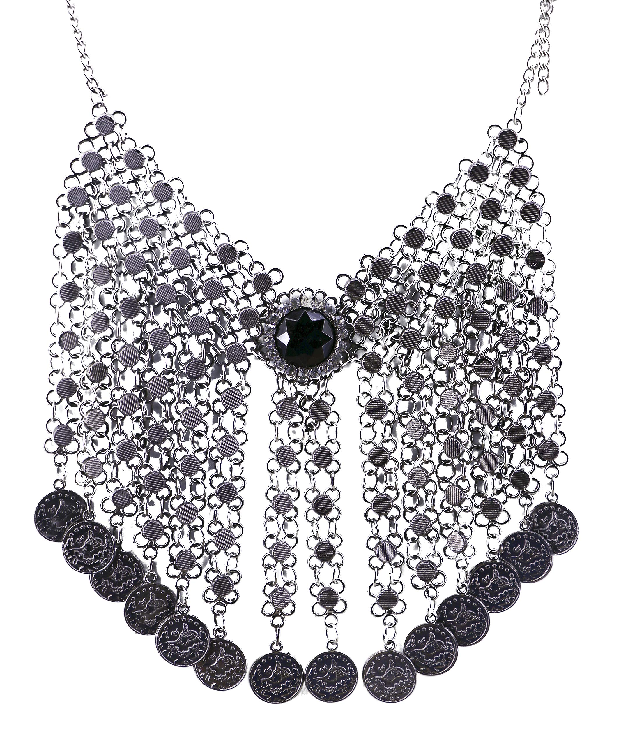 Arsimus Elegant Metal Mesh Belly Dance Choker Necklace - Perfect for Belly Dance Performances, Costume Parties & Boho Fashion Accessories